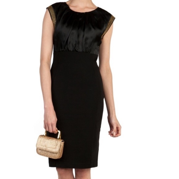 Ted Baker London Black Silk & Rhinestone Elate Midi Sheath Dress 3 Medium - Picture 2 of 15